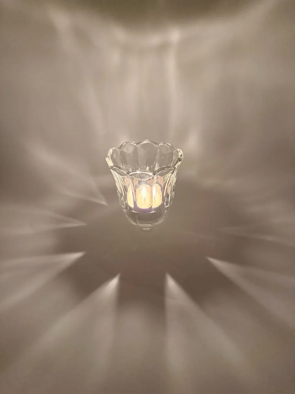Vintage Homco Clear Glass Tulip Peg Cup Votive Candle Holder